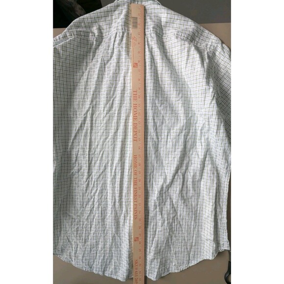 Jack Stone by Thomas Dean Dress Shirt Men's Size XL Green Plaid Patterned Cuff - Picture 8 of 16